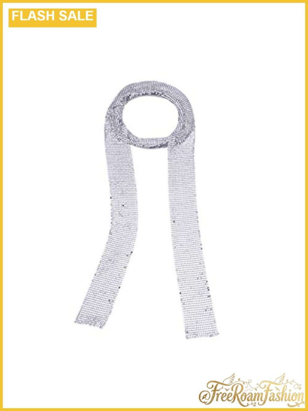 Glitter Sequins Neck Tie Necklace Thin Skinny Chain Choker Party Jewelry